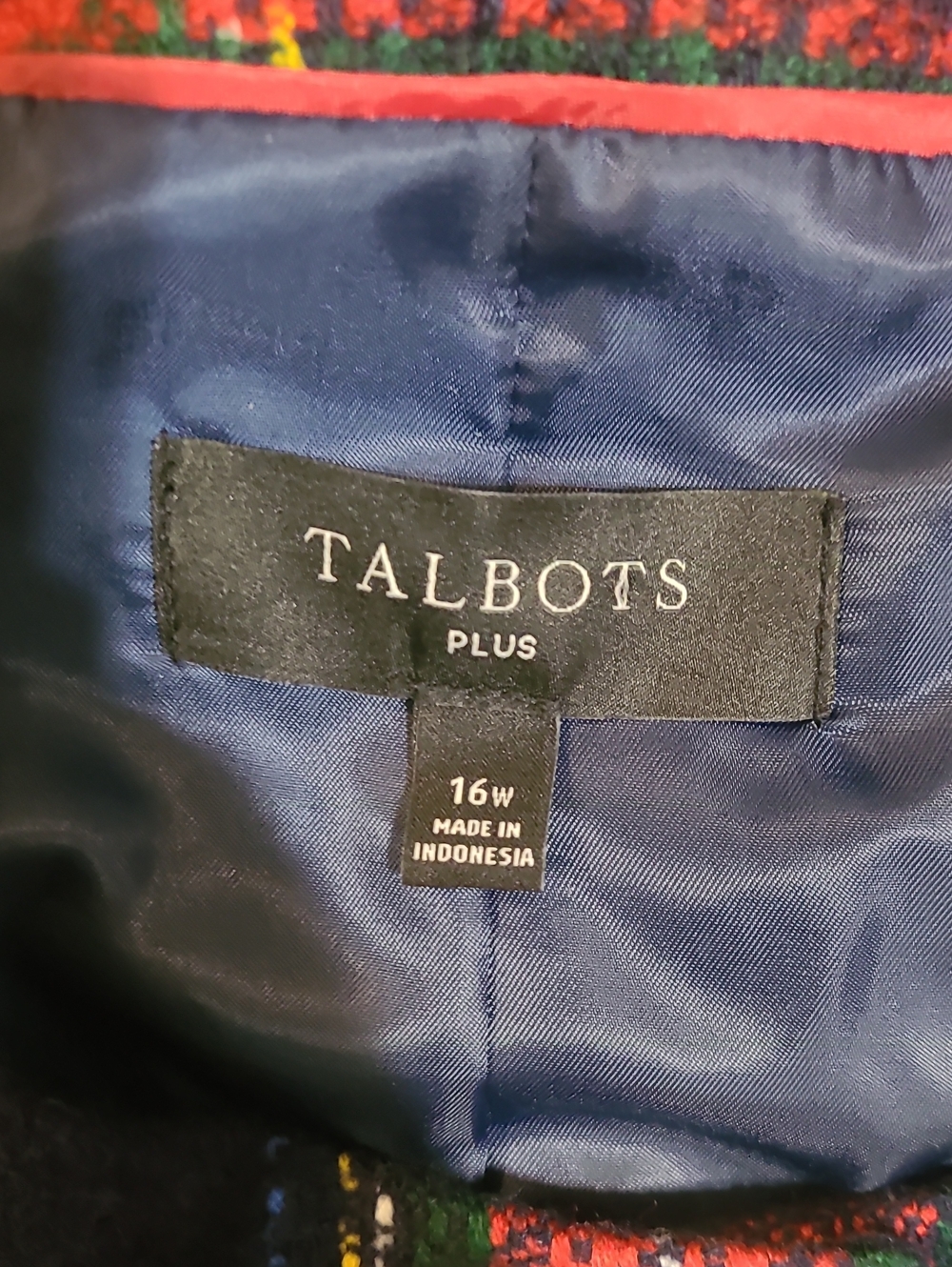 Talbots Women's Tweed Blazer Jacket Size 16w Check Pattern Gold Buttons - Picture 7 of 8